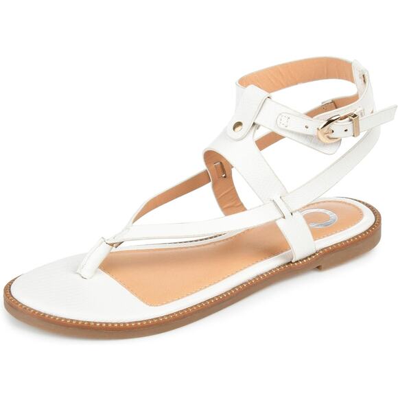 Journee Collection Women Tangie Slingback Strappy Sandals Size US 7.5M White - Picture 1 of 6